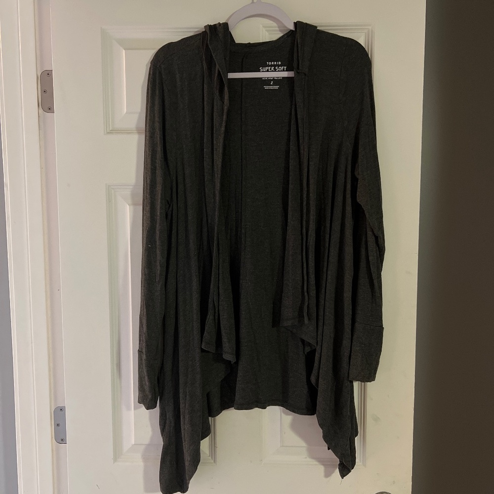 Super soft long hooded light knit sweater